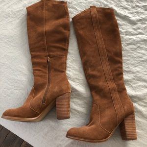 To the knee suede brown boots